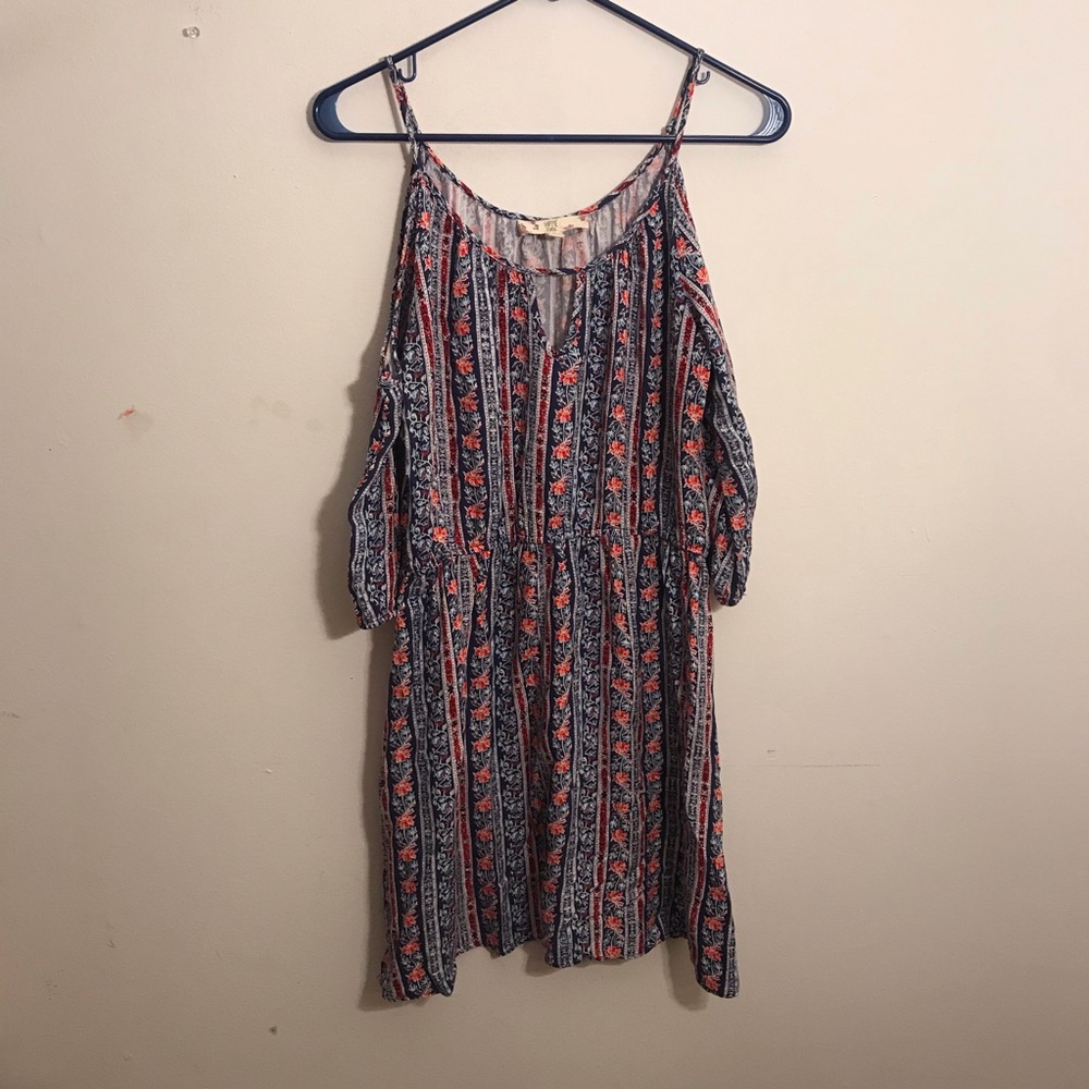 Pink rose cold shoulder dress